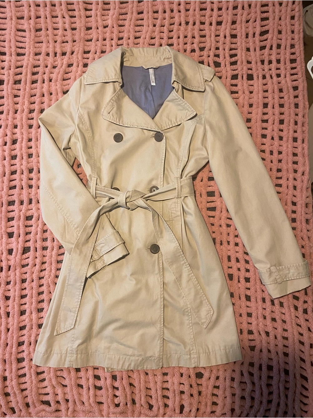 Old Navy Beige Double-Breasted Trench Coat with Belt